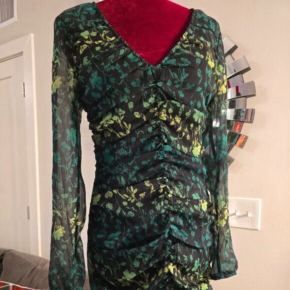 A New Day Floral Green Mini Dress - Picture 1 of 6